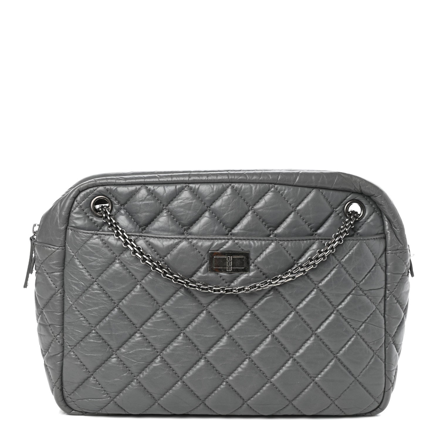 Chanel Aged Calfskin Quilted Large Reissue Camera Case Grey 1 of 11