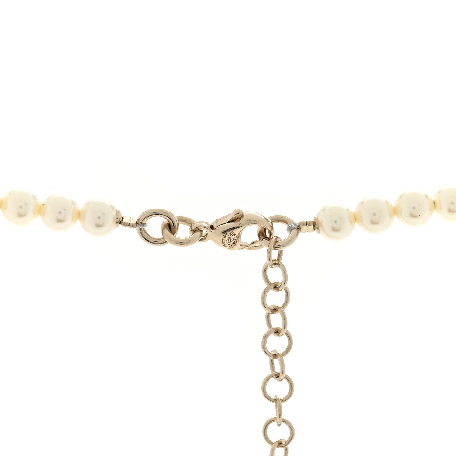 Chanel Crystal Pearl CC Long Necklace Gold 3 of 3