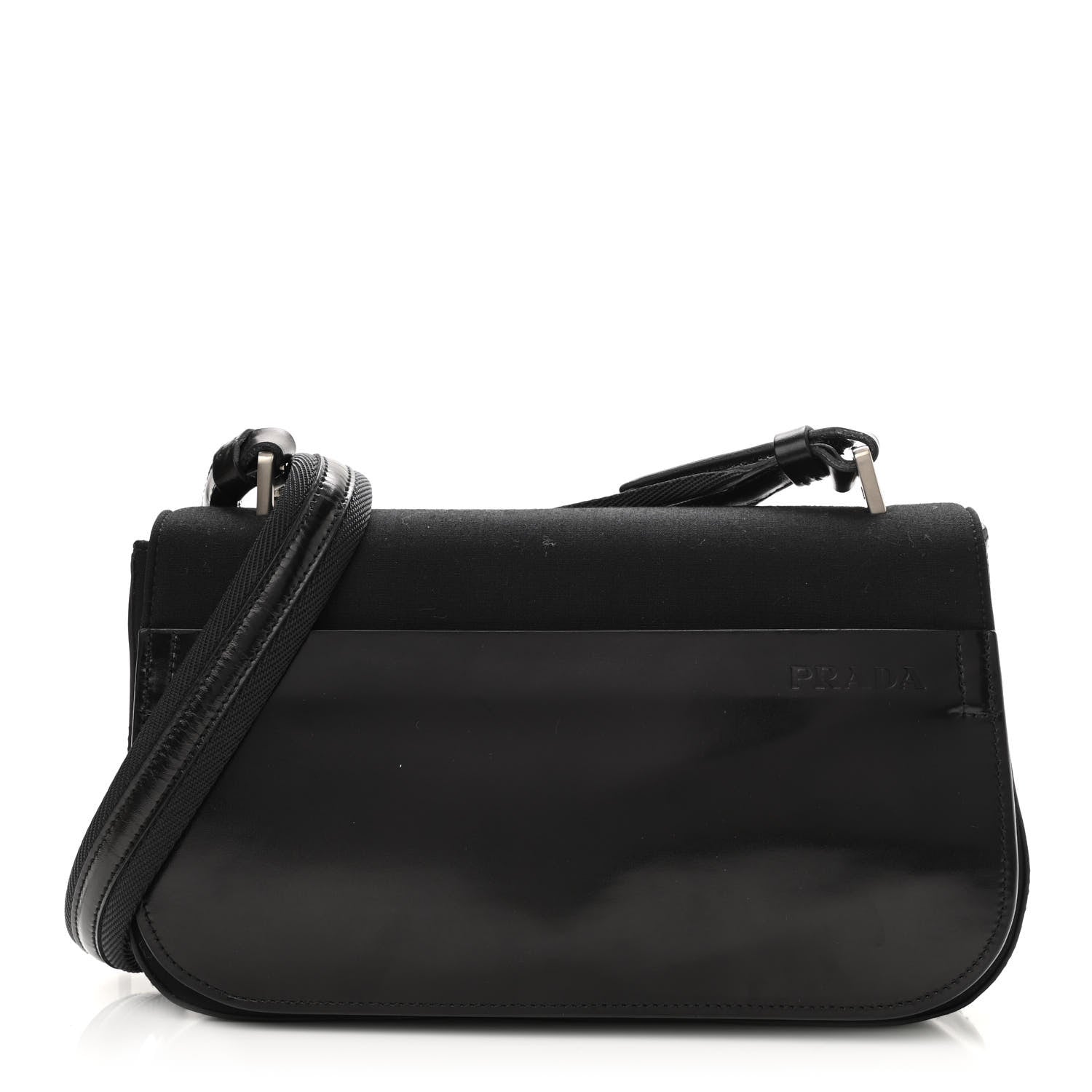 Prada Calfskin Nylon Shoulder Bag Black 1 of 10