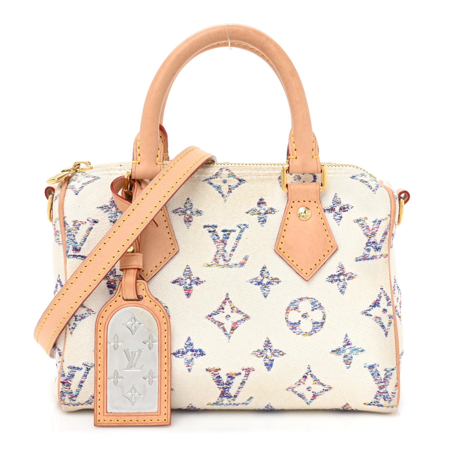 Louis Vuitton Monogram Jacquard Fabric Speedy Bandouliere 20 Multicolor Beige 1 of 18