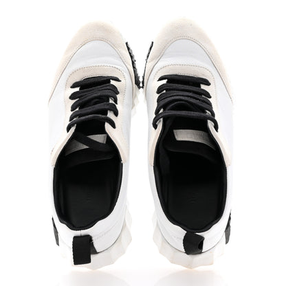 Hermes Goatskin Suede Goatskin Bouncing Sneakers White Black 2 of 11