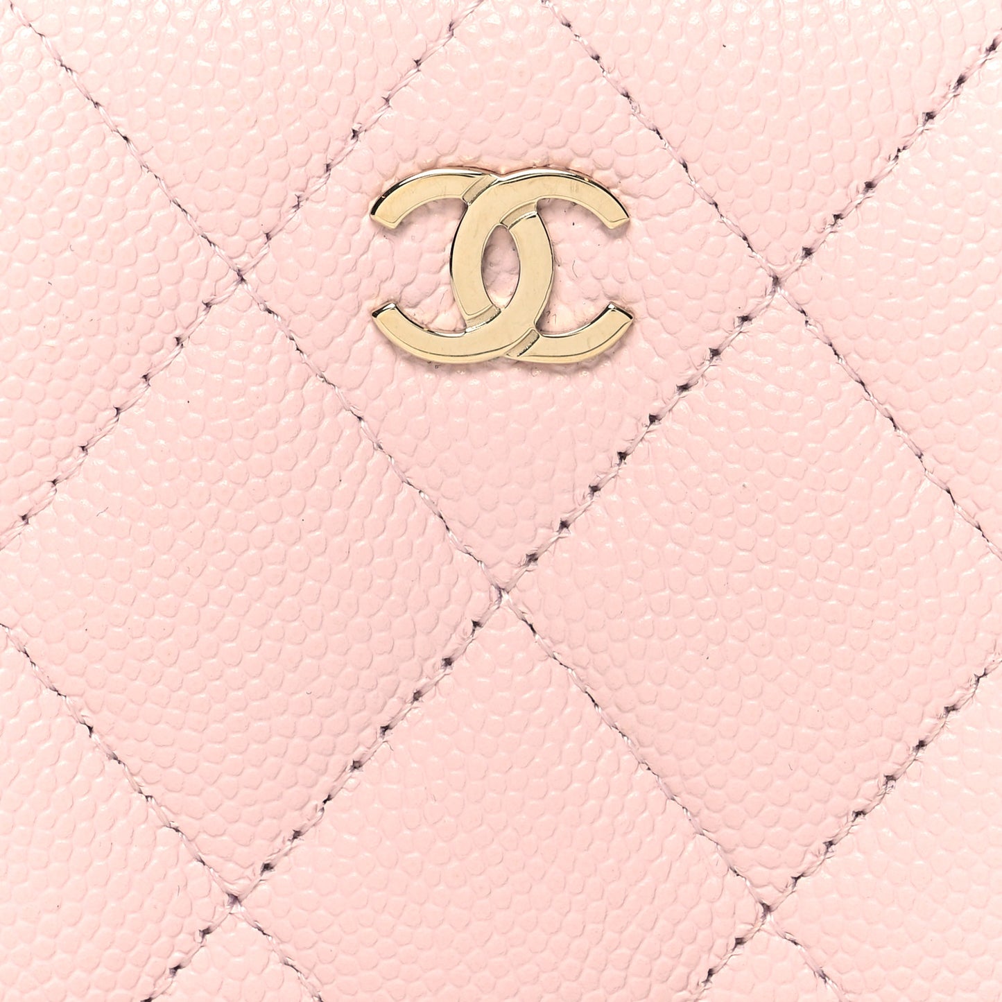 Caviar Quilted Zip Coin Purse Light Pink