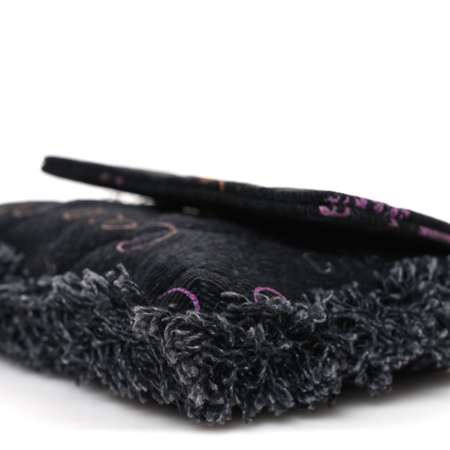 Denim Quilted Denim Mood Clutch With Chain Black Multicolor