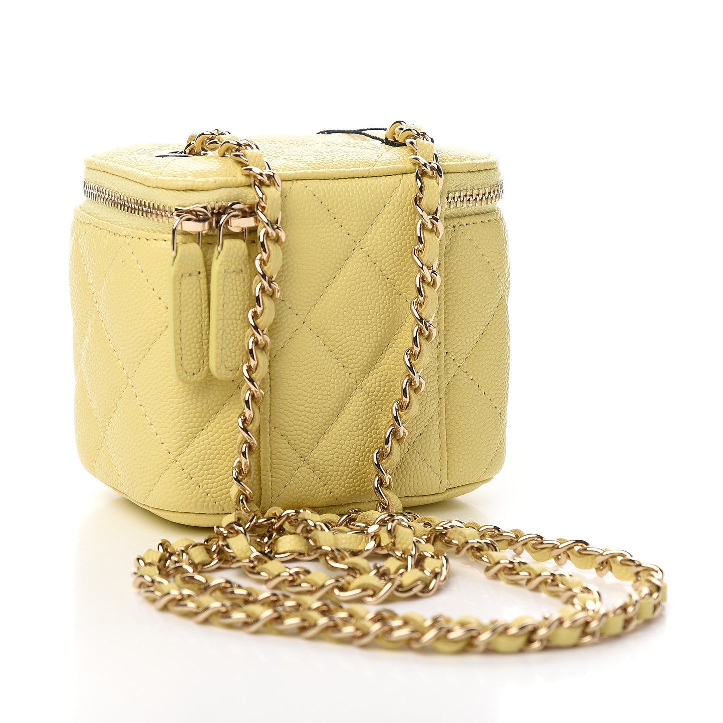 Caviar Quilted Mini Vanity Case With Chain Yellow