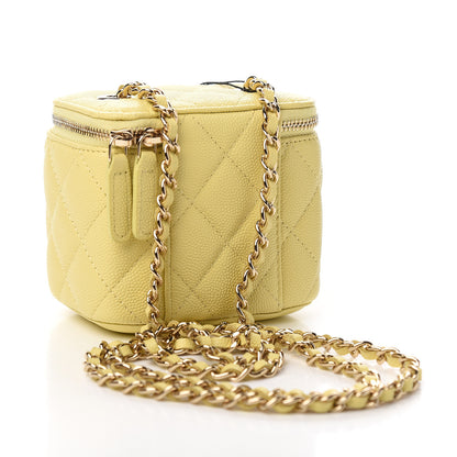 Chanel Caviar Quilted Mini Vanity Case With Chain Yellow 2 of 10