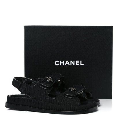 Chanel Fabric Velcro Dad Sandals 38 Black 13 of 13