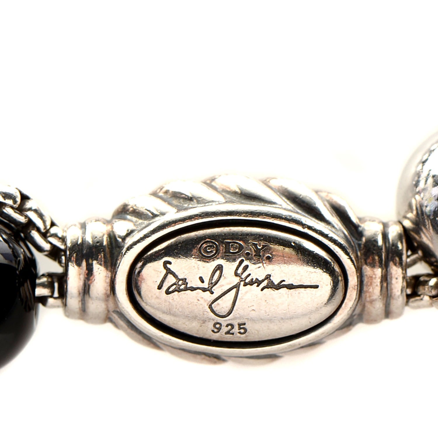 David Yurman Sterling Silver Black Onyx Hematine 8mm Elements Bracelet 3 of 3
