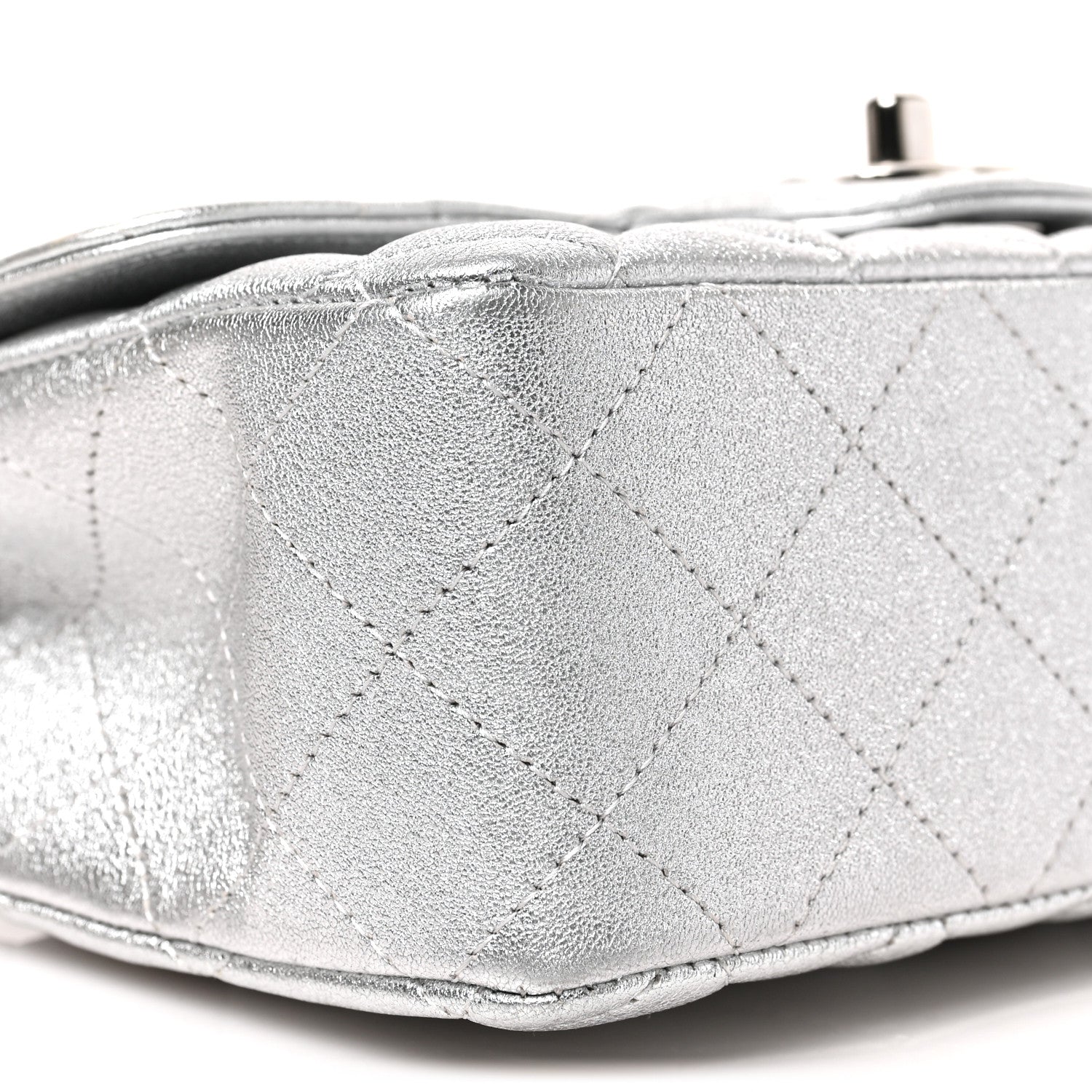 Chanel Metallic Lambskin Quilted Mini Rectangular Flap Silver 8 of 9