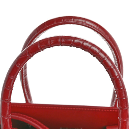 Saint Laurent Calfskin Crocodile Embossed Baby Sac De Jour Red 11 of 12