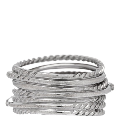 David Yurman Sterling Silver Diamond 11mm Wide Crossover Cable Ring 54 7 3 of 4