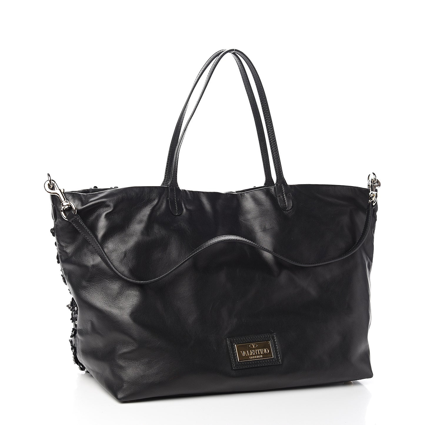 Vitello Crystal Floral Tote Black