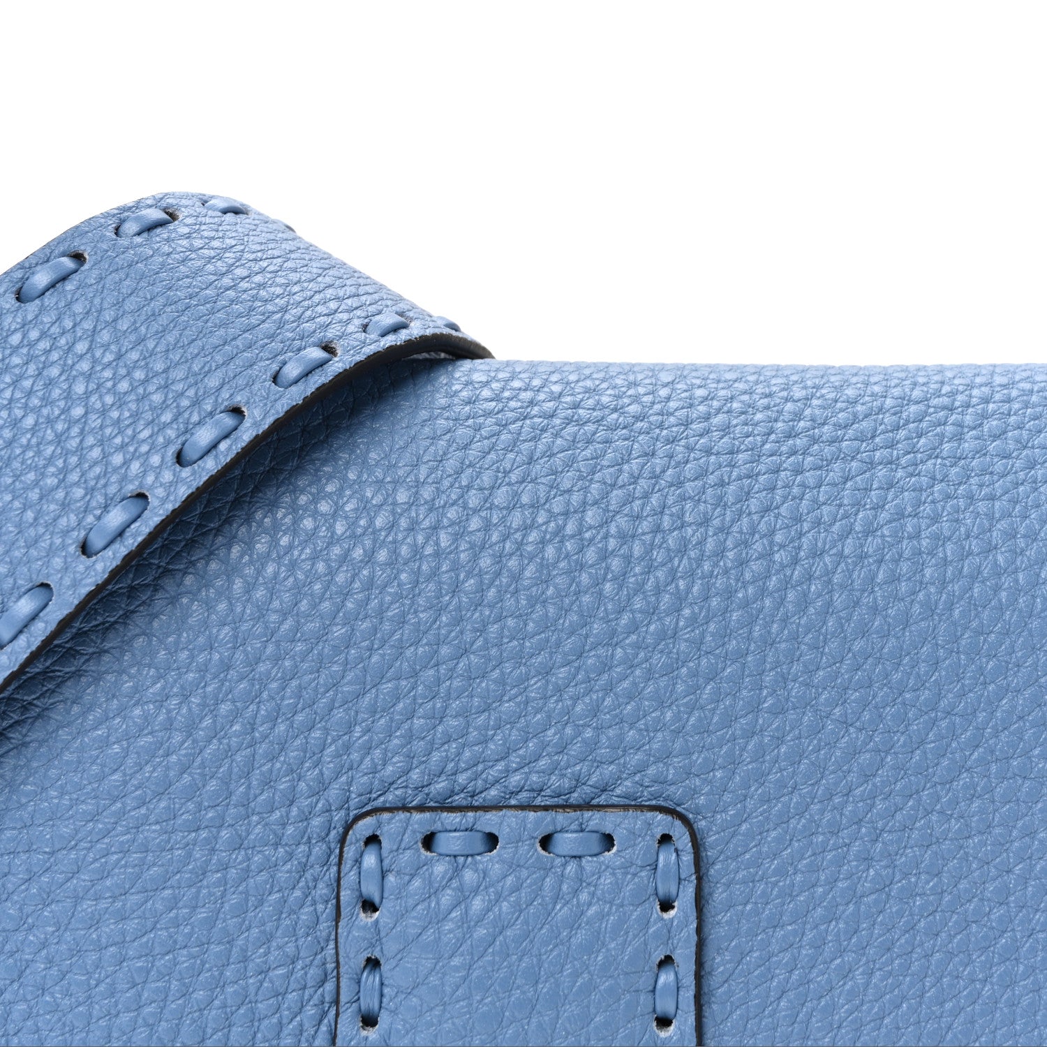 Fendi Cuoio Roma Sellerissima Nappa Sintetica Tape Stitch Baguette Placca Argento Blue 7 of 9