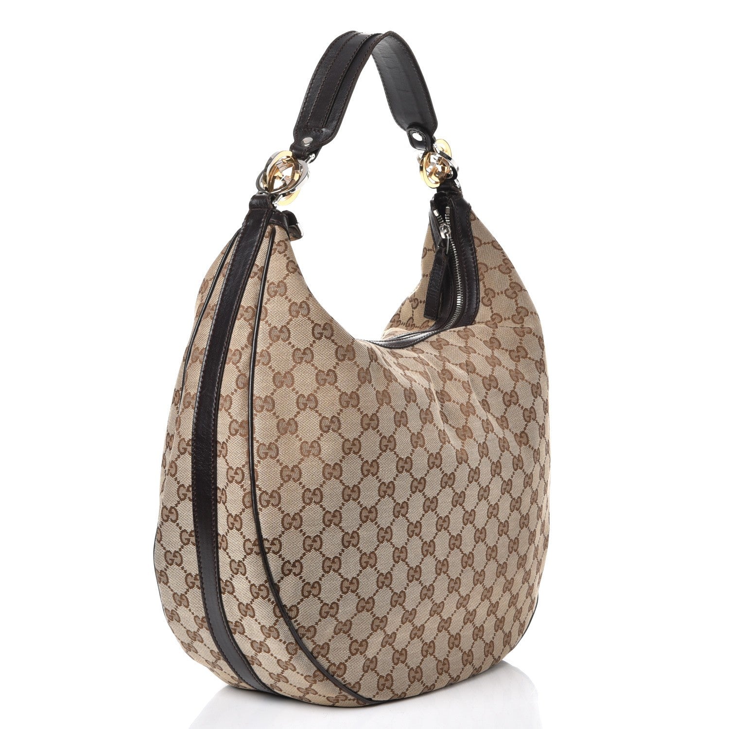 Gucci Monogram Large GG Twins Hobo Dark Brown 3 of 7