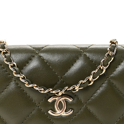 Chanel Lambskin Quilted Flap Chain Belt Bag Khaki 8 of 10