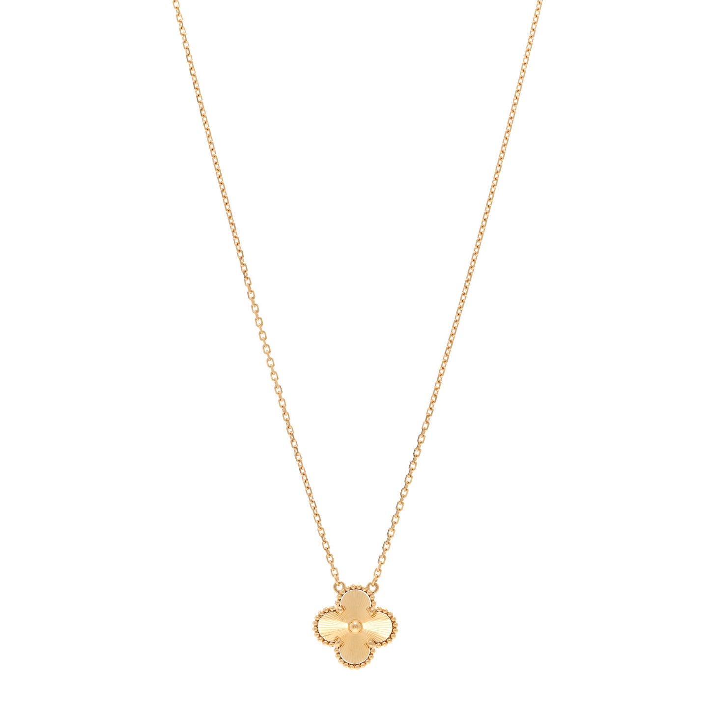 18K Yellow Gold Guilloche Vintage Alhambra Pendant Necklace