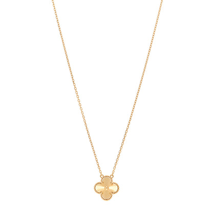 Van Cleef & Arpels 18K Yellow Gold Guilloche Vintage Alhambra Pendant Necklace 1 of 6