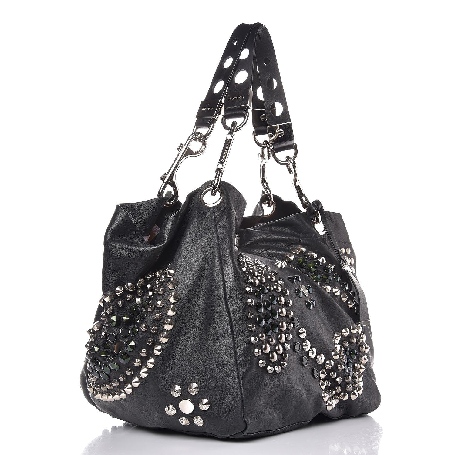Jimmy Choo Calfskin Studded Lola Tote Black 3 of 8