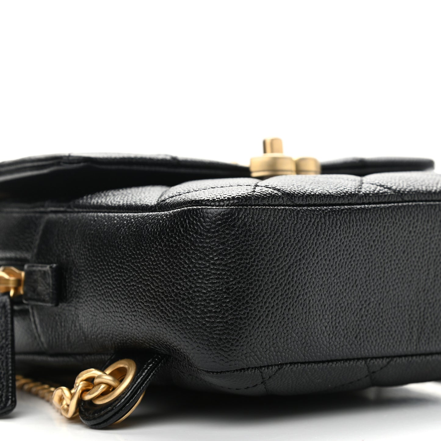 Shiny Caviar Quilted Chain Melody Backpack Black