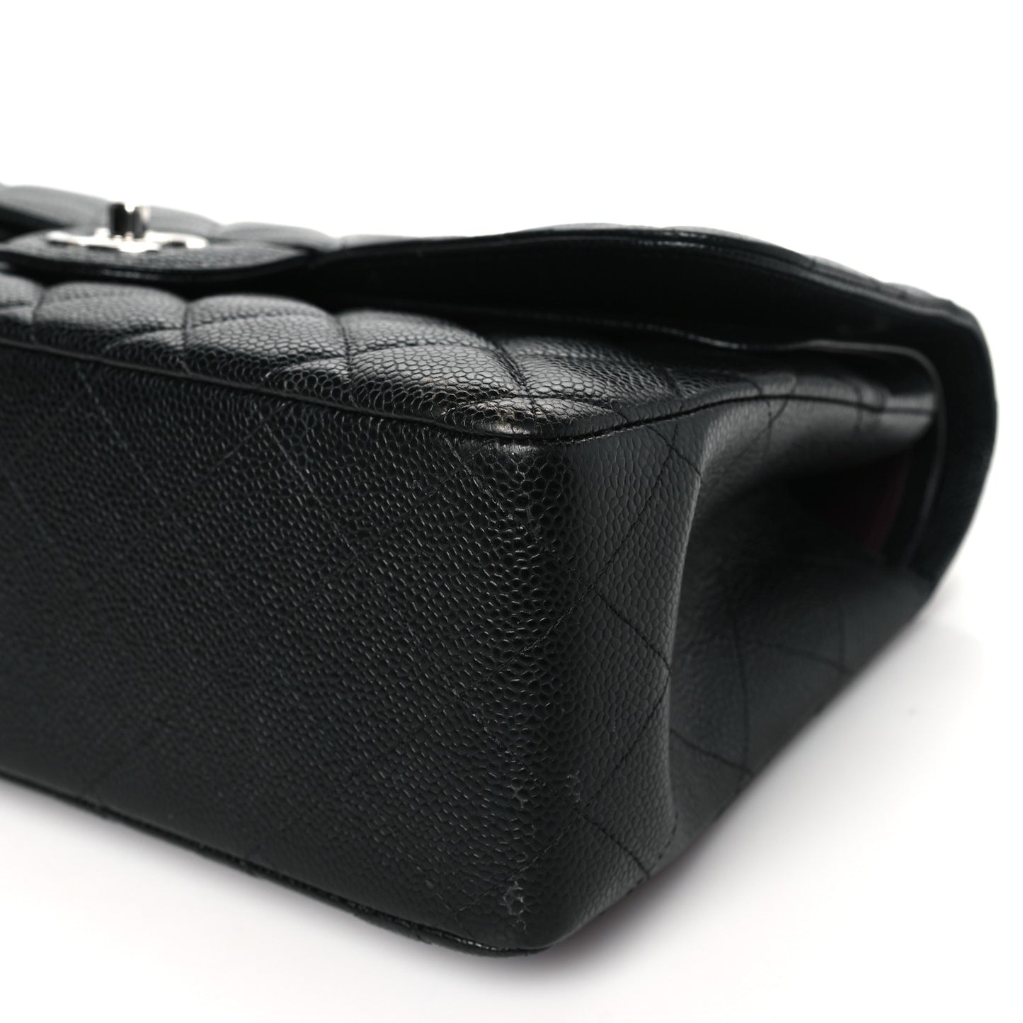 Caviar Quilted Jumbo Double Flap Black