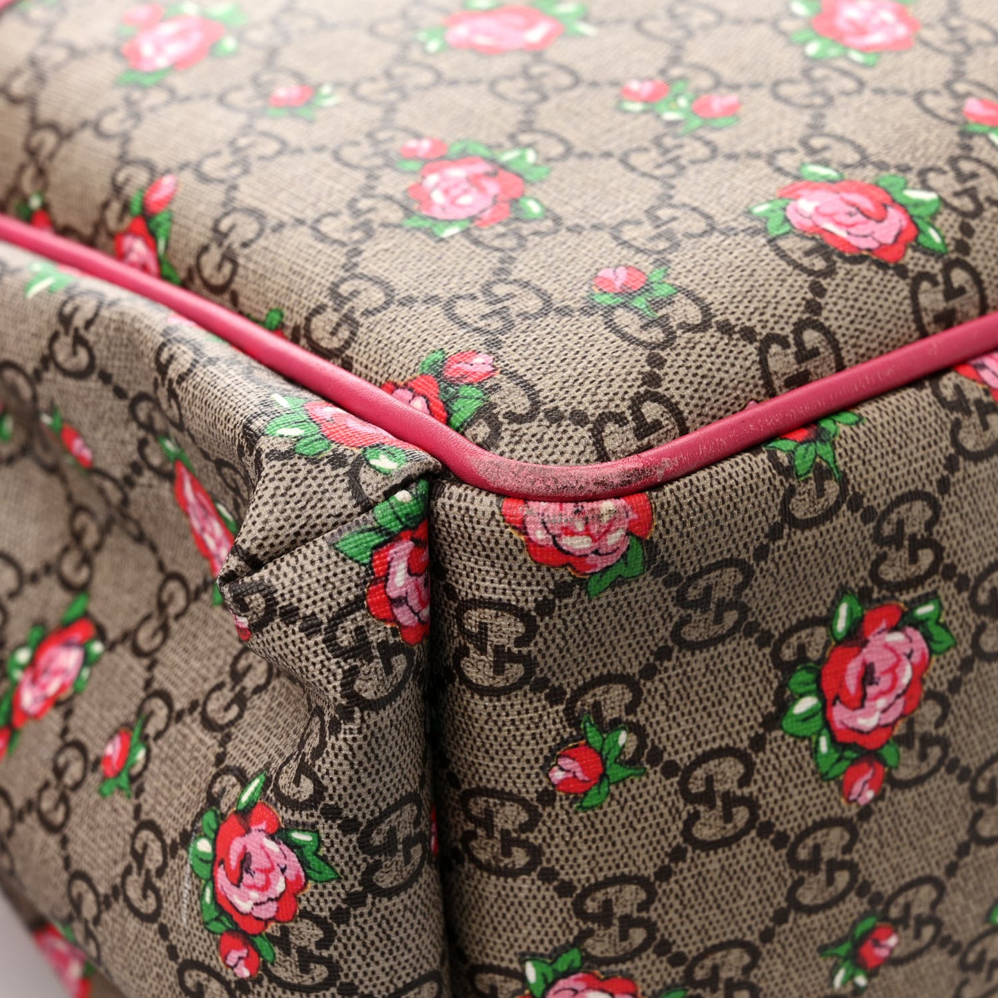 GG Supreme Monogram Rose Bud Diaper Bag Pink