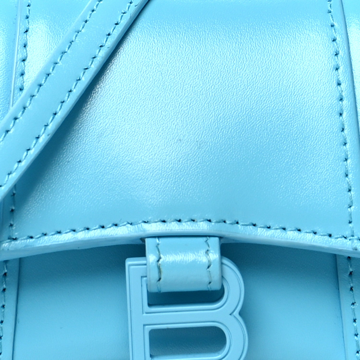 Balenciaga Shiny Box Calfskin Tonal B Hourglass Top Handle Bag Mini Azur 8 of 10