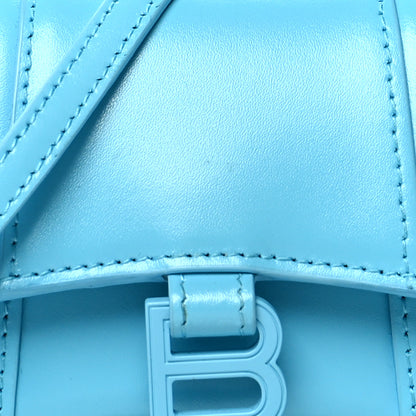 Balenciaga Shiny Box Calfskin Tonal B Hourglass Top Handle Bag Mini Azur 8 of 10