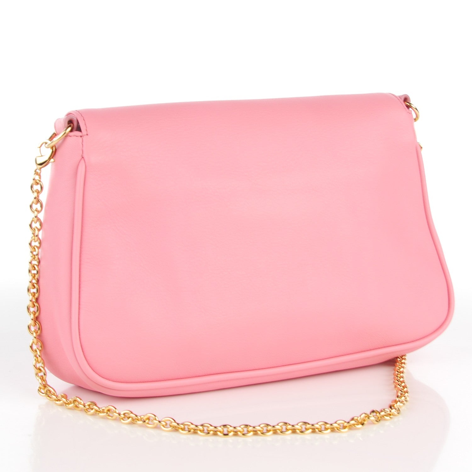Fendi Vitello Flamingo Enamel Fendista Pouchette Crossbody Pink 3 of 7