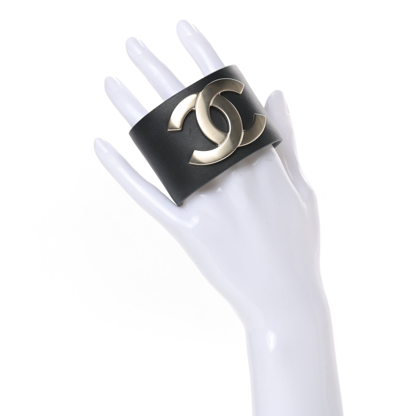 Calfskin CC Wide Cuff S Black Gold