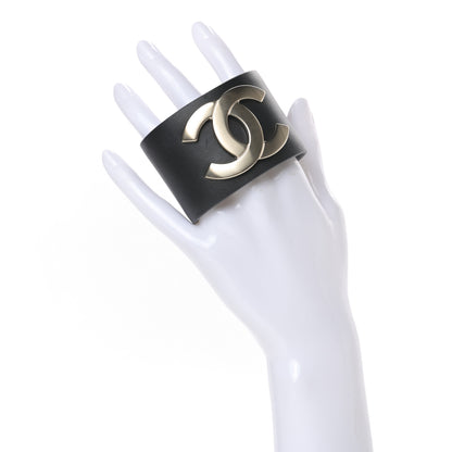 Chanel Calfskin CC Wide Cuff S Black Gold 2 of 6