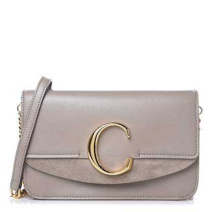 Chloe Calfskin Suede C Clutch With Chain Motty Grey 1 of 11