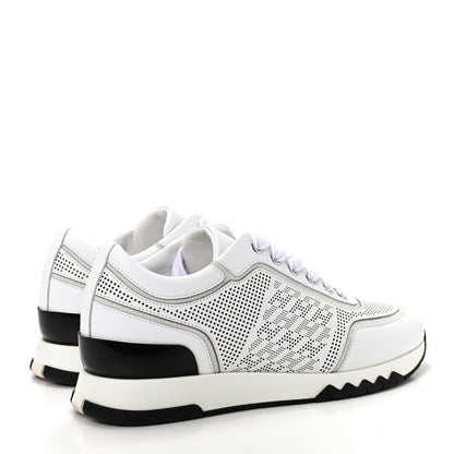 Hermes Perforated Calfskin Goatskin Bi-Color Womens C-Addict Sneakers 36.5 Black White 4 of 11