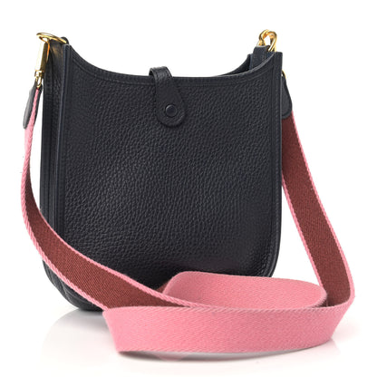 Hermes Taurillon Clemence Amazone Evelyne TPM Bleu Indigo Rose D'Ete Rouge H 2 of 8