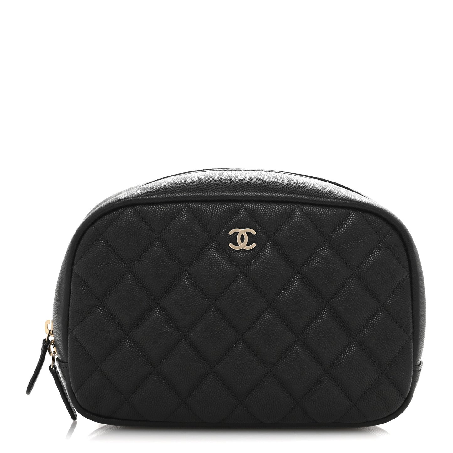 Caviar Quilted Medium Curvy Pouch Cosmetic Case Black