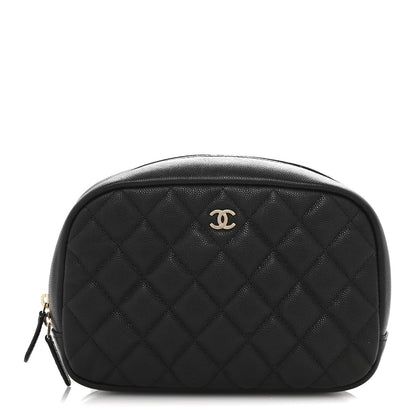 Chanel Caviar Quilted Medium Curvy Pouch Cosmetic Case Black 1 of 9