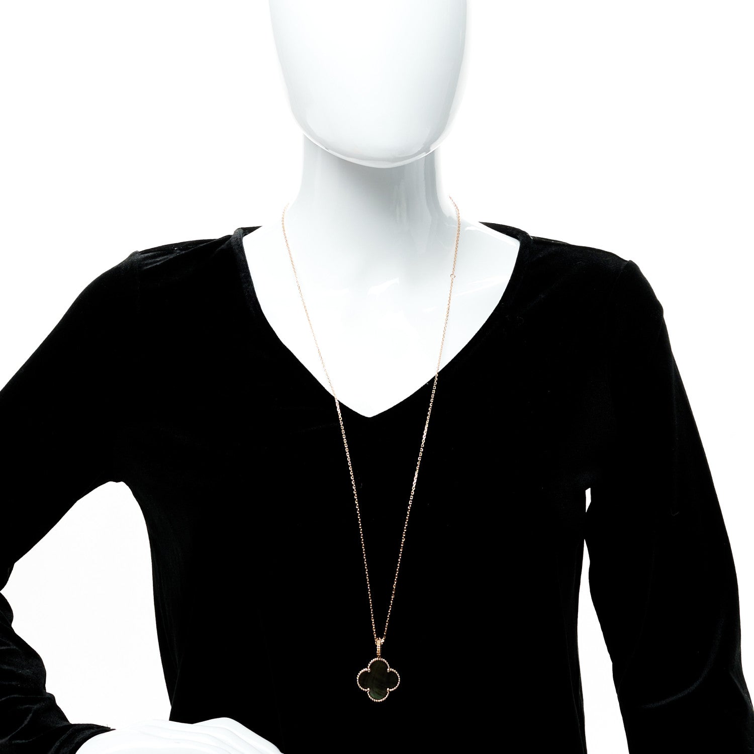 Van Cleef & Arpels 18K Rose Gold Gray Mother of Pearl Magic Alhambra Long Necklace 3 of 7