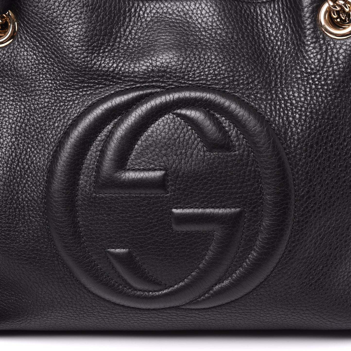 Pebbled Calfskin Medium Soho Chain Shoulder Bag Black