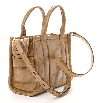 Marc Jacobs Shiny Crinkled Calfskin Mini The Tote Bag Light Brown 3 of 11