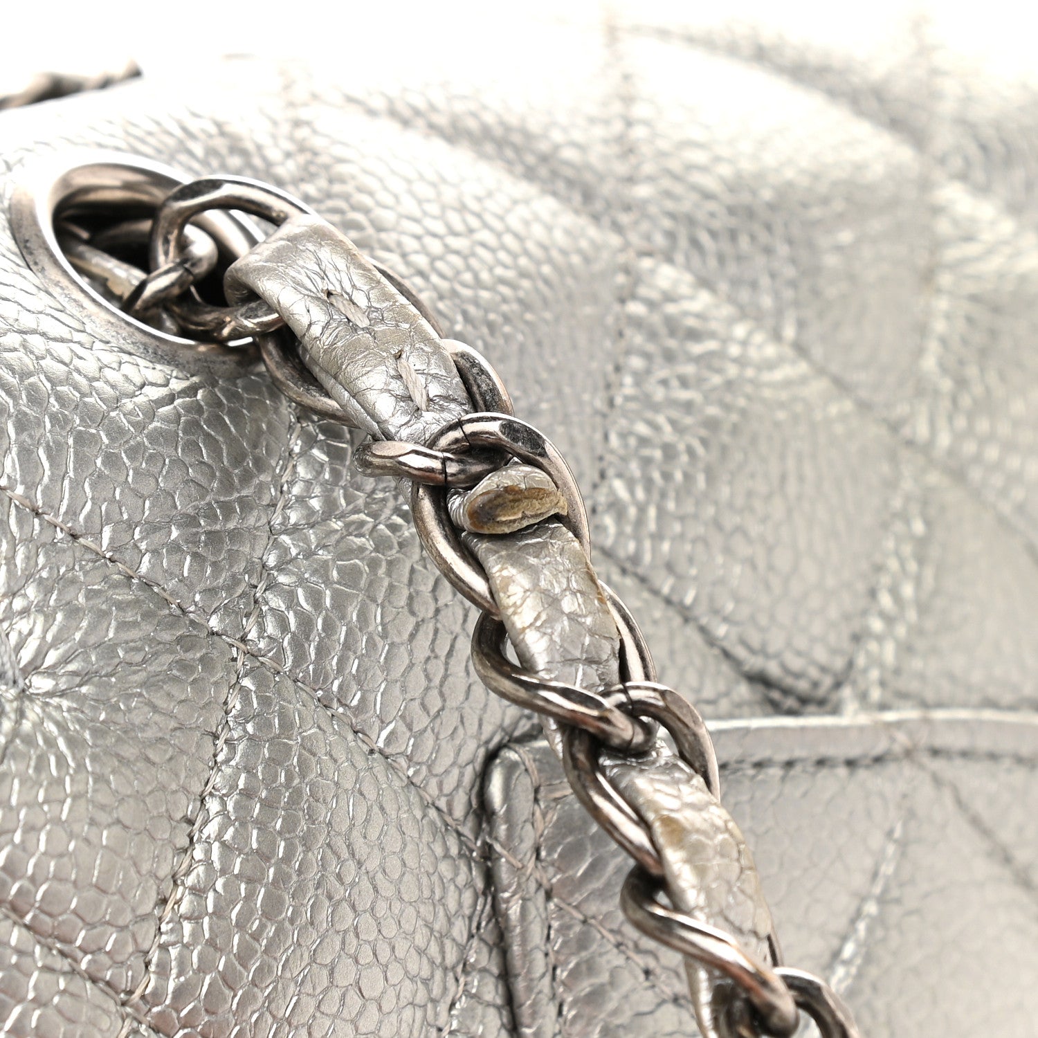 Chanel Metallic Caviar Quilted Medium Double Flap Silver 10 of 11