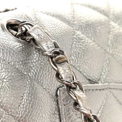 Chanel Metallic Caviar Quilted Medium Double Flap Silver 10 of 11