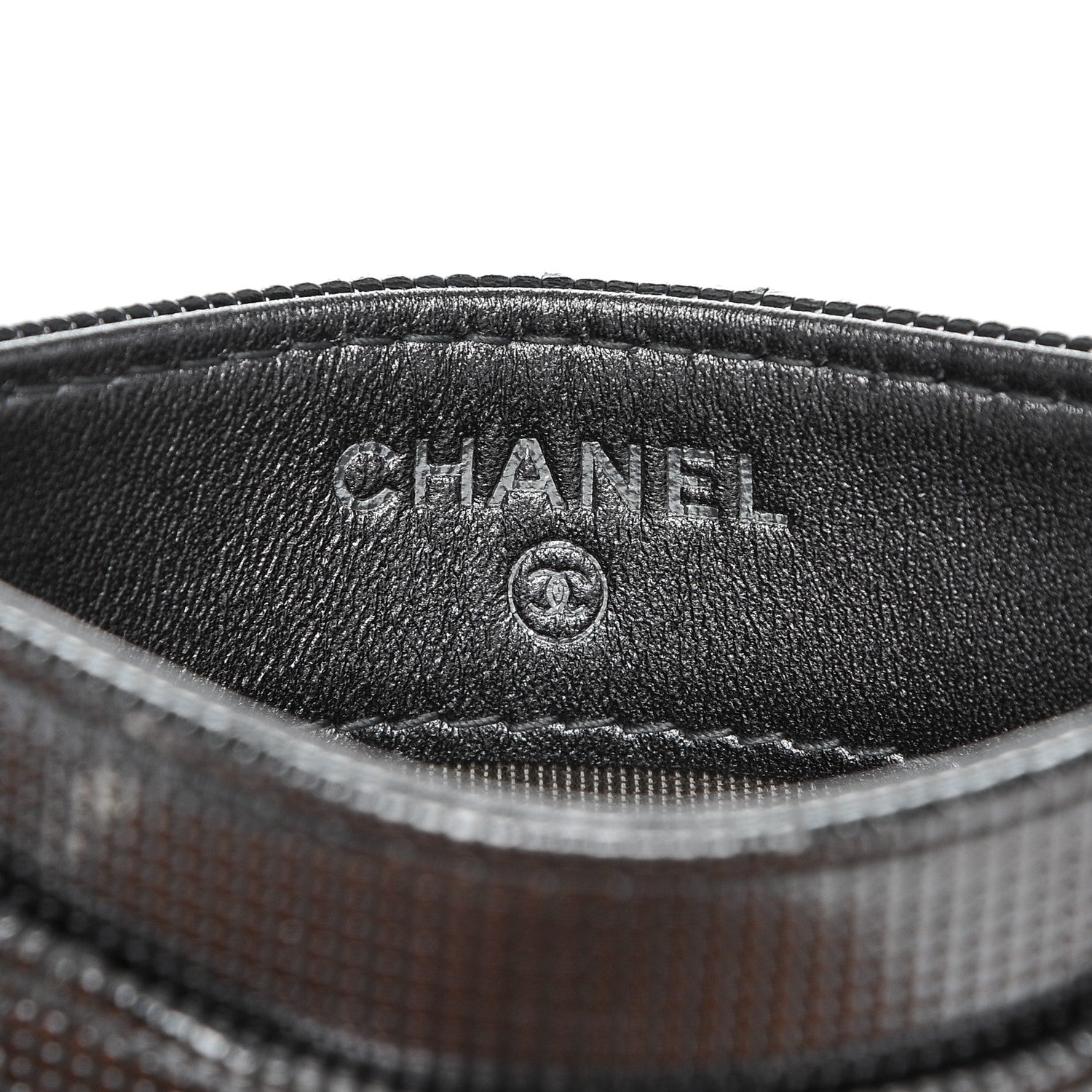 Chanel Metallic Calfskin Pixel Effect Card Holder Dark Silver 5 of 7