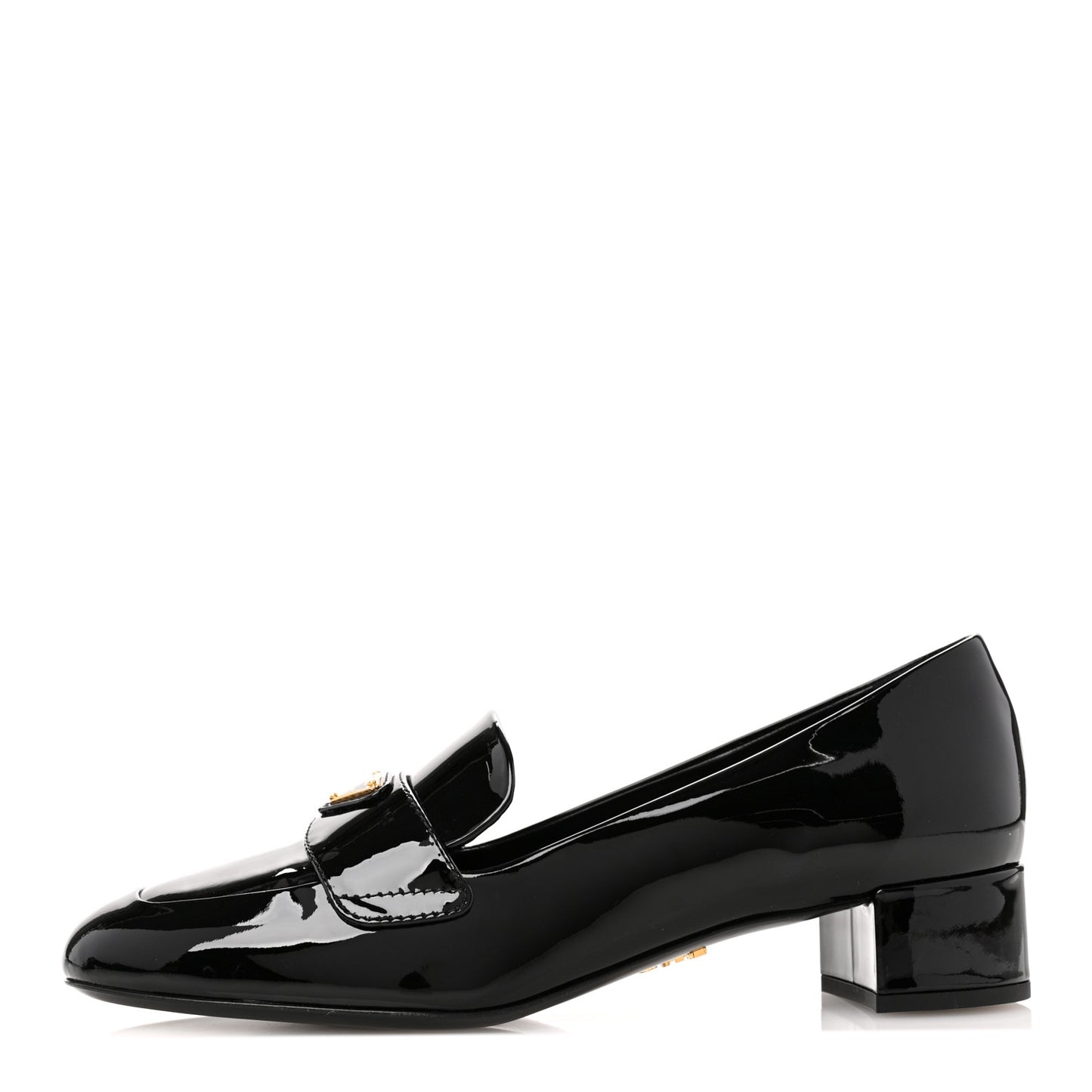 Vernice Metal Triangle Logo 35mm Loafer Pumps 36 Black
