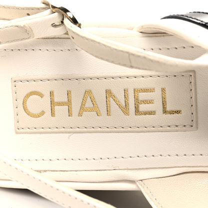Chanel Lambskin Patent Quilted CC Platform Sandals 39 White Black 8 of 8