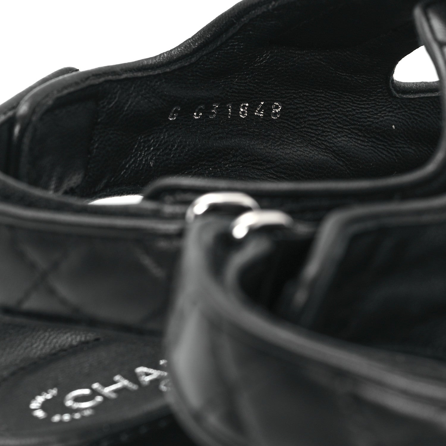 Chanel Lambskin Quilted Velcro Dad Sandals 37.5 So Black 9 of 10