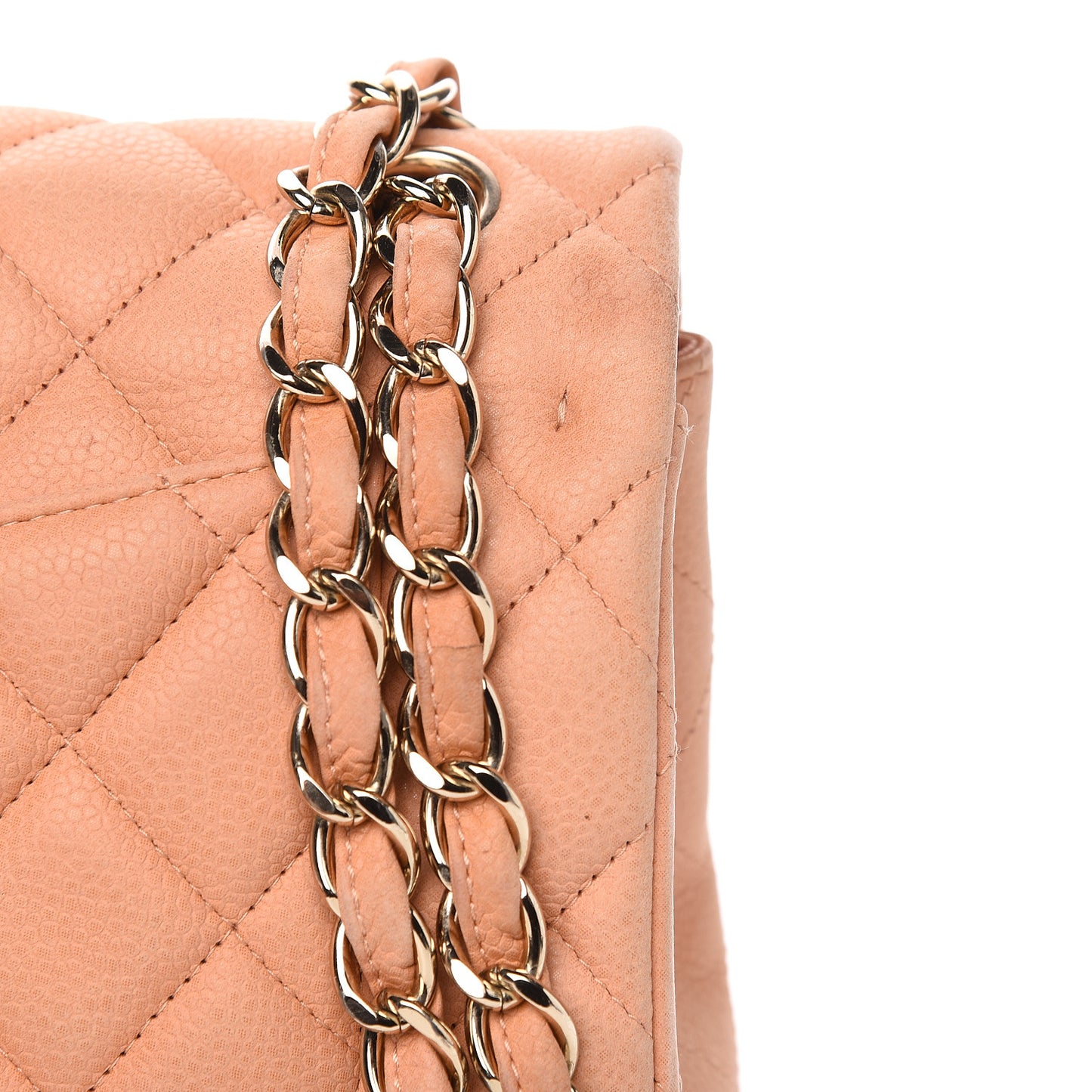 Iridescent Caviar Quilted Jumbo Double Flap Pink