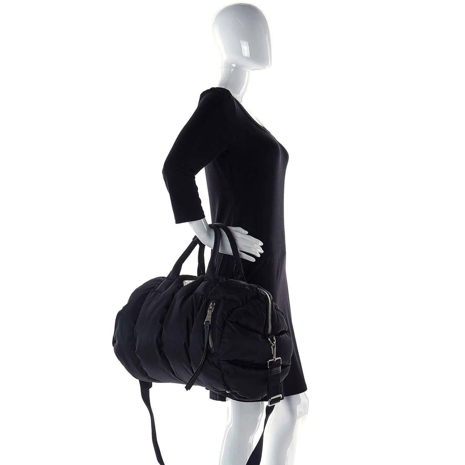 Prada Tessuto Nylon Bomber Duffle Black 3 of 10