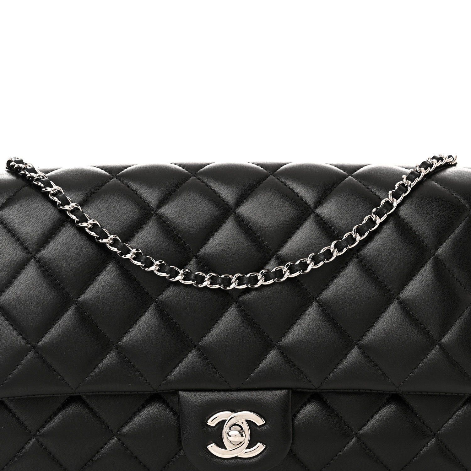 Chanel Lambskin Quilted Clutch With Chain Flap Black 8 of 12