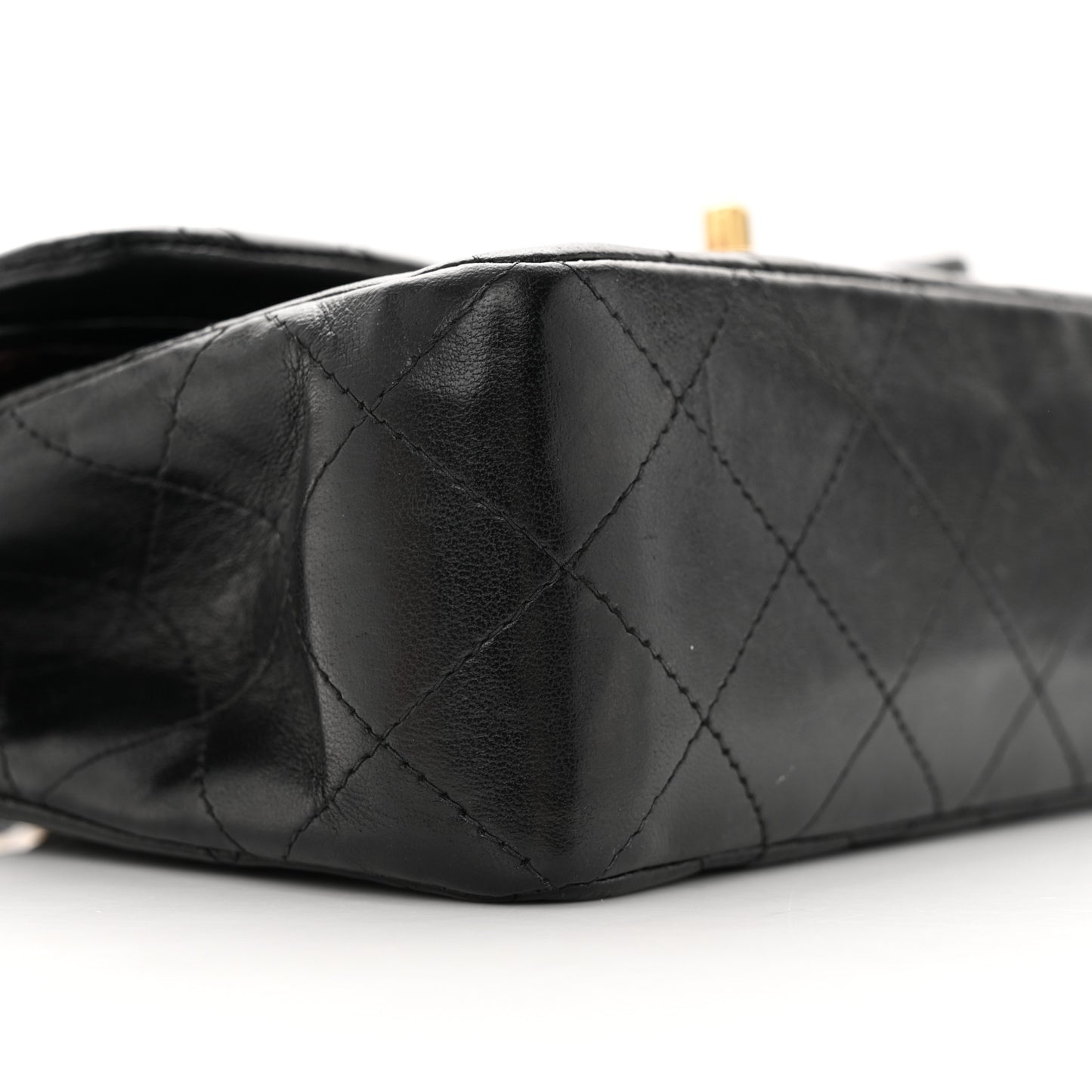 Lambskin Quilted Medium Double Flap Black