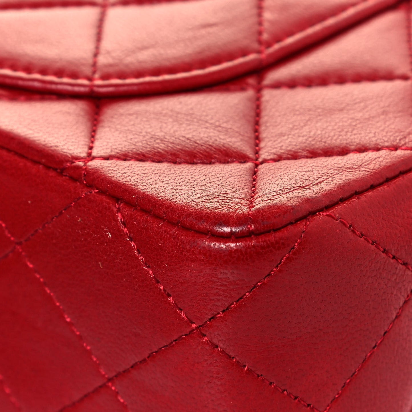 Lambskin Quilted Small Double Flap Red