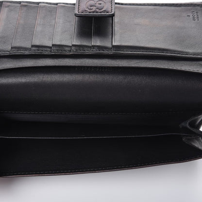 Gucci Guccissima Margaux Calfskin Metal Bar Continental Flap Wallet Black 6 of 9