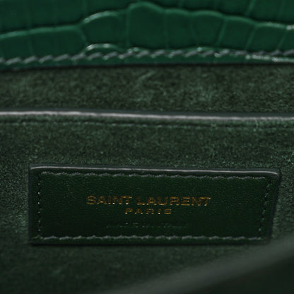 Saint Laurent Calfskin Crocodile Embossed Medium Monogram Sunset Dark Mint 7 of 10